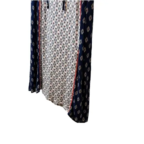 Ellen Tracy Dress Floral Boho Hippie Sleeveless Midi Shift Sz L Trendy Navy #