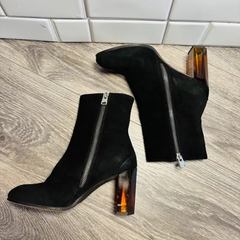 AllSaints Black Suede Roka Block Heel Ankle Boots Women's Size EU37 US 7