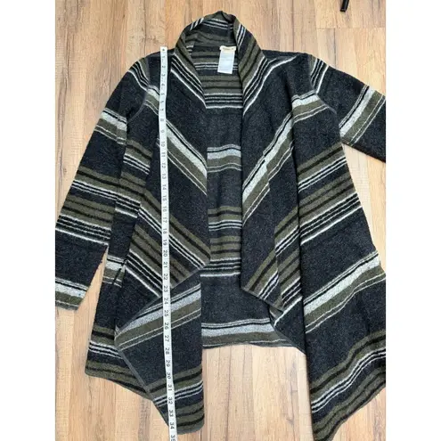 Tribal Jeans Wool Blend Open Front Cardigan Jacket Pockets Gray Olive S Size 4