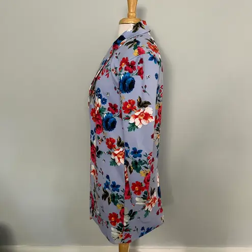 T Tahari Light Blue Floral Spring Fall Trench Coat Jacket