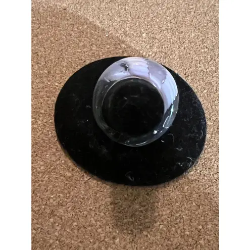 Vintage Pink & White Swirl Lucite Dome Ring Faceted Cut