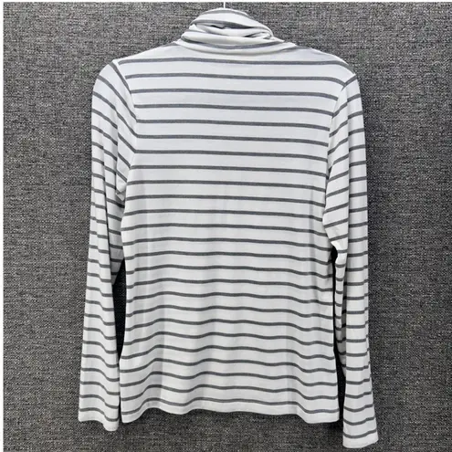 Banana Republic  Womens Turtleneck Shirt Size M Elevated Basic Stripe Preppy Soft