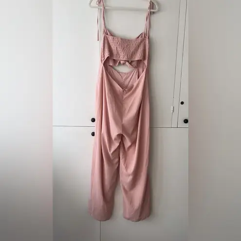 Lulus Good Press Light Pink Knotted Wide Leg Jumpsuit Size L