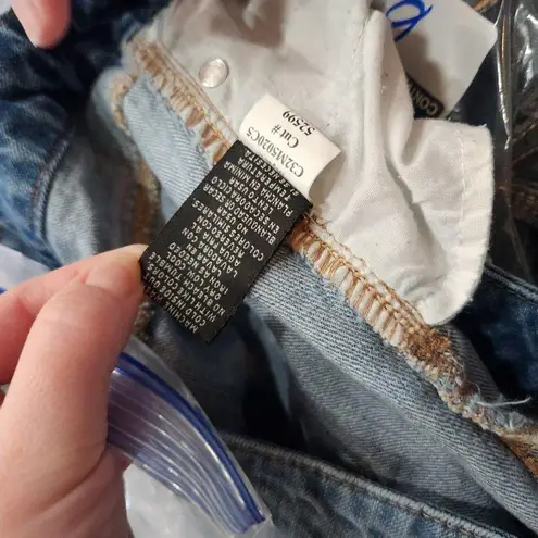 1822 Denim Medium Wash Distressed Raw Hem Mini Skirt Pockets Blue Denim Size 8