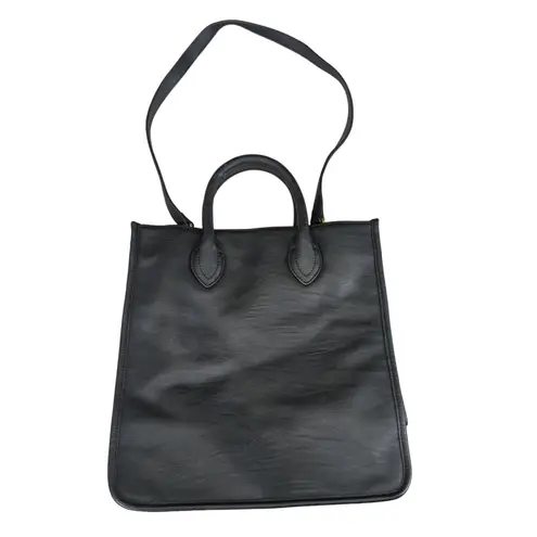 J.Crew Black Faux Leather Handbag Satchel Crossbody Tote Bag Black F6133