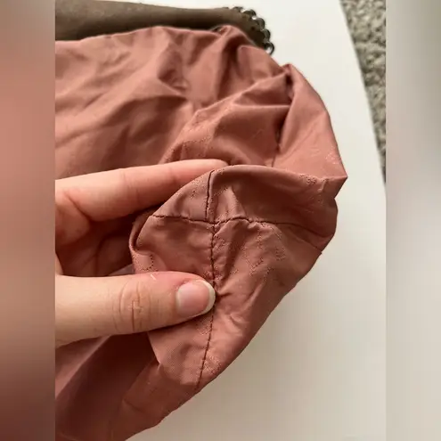 Stella McCartney Shaggy Deer Falabella Fold Over Tote Taupe W/ Ruthenium Chain