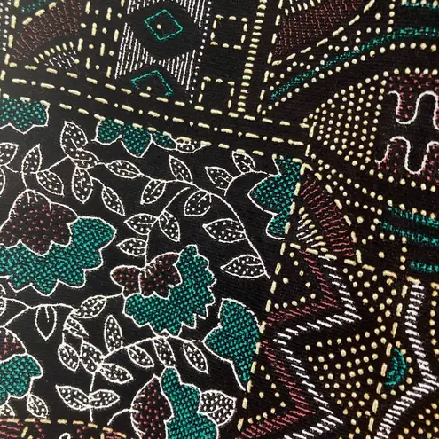 Unique Vintage Vintage Michele Leslie Black Velvet Vest M Tribal Print Retro Unique