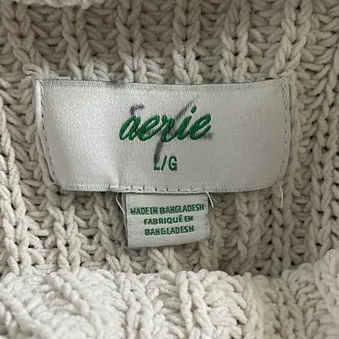 Aerie oversized cream cowl neck knit sweater - large