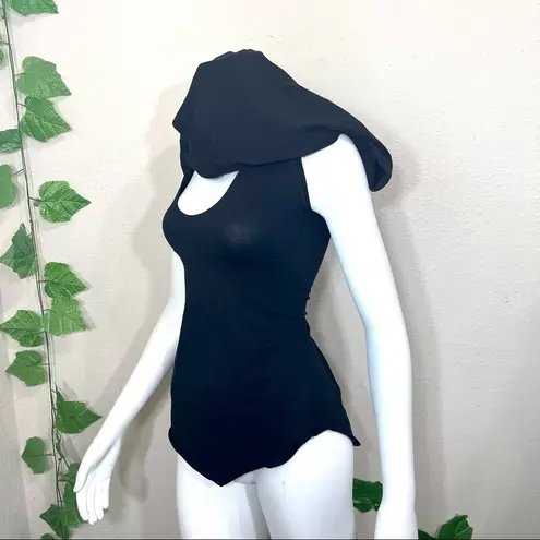 Zhen Nymph Black Corset Top Oversized Hood Size XS