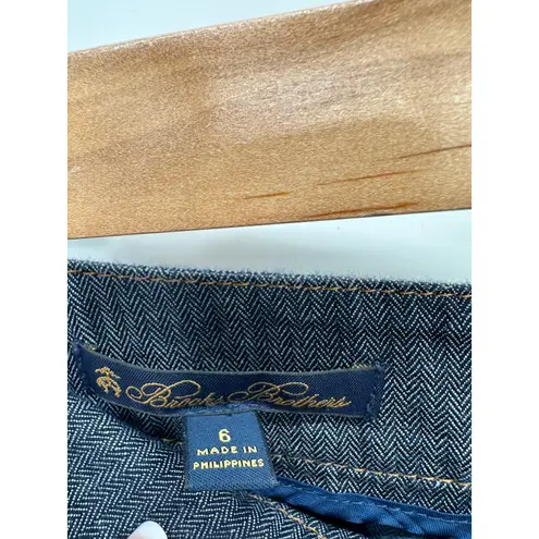 Brooks Brothers Womens Linen Blend Wide Leg Crop Pants Size 6 Denim Striped