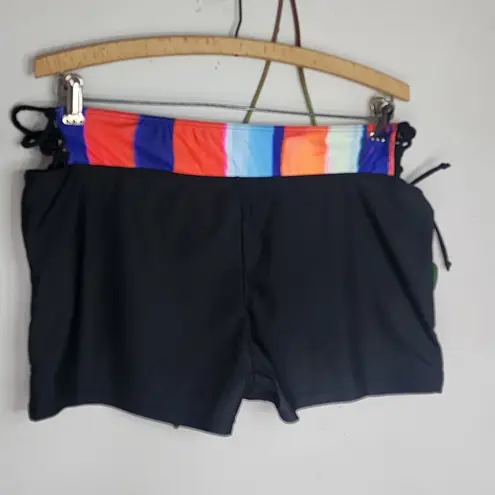 Black with Tie Dye Side Tie Swim Shorts NWOT Size XL