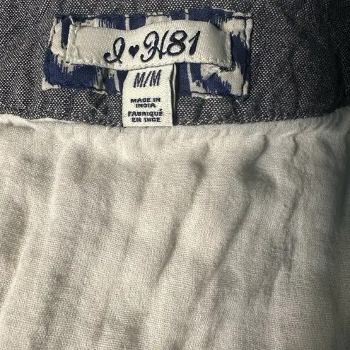 I Love H81 Cute Blue/Ivory Lined ButtonUp Women’s Dress With Pockets Medium