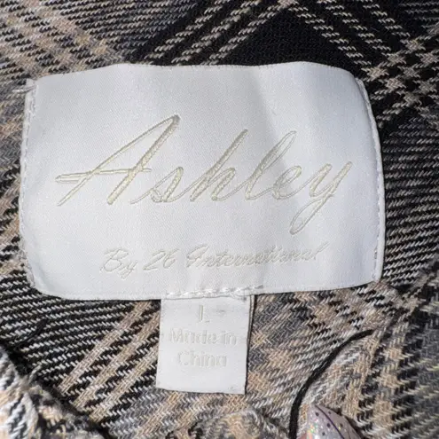 Ashley by 26 International Plaid Cropped Jacket Shirt Women's Size L
