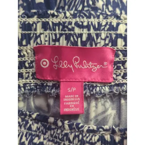 Woman's Lilly Pulitzer for Target Upstream Print Strapless Jumpsuit Size Small Blue