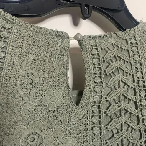 Tea N Rose ✅ green lace crochet short sleeve midi dress prairie boho modest