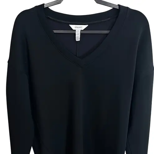 Spanx  Black V Neck Sweatshirt Long Sleeve Pullover Top Women Size Medium Stretch - Image 3