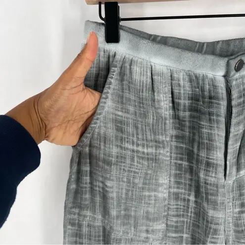 Soft Surroundings Petite Raleigh Gray Gauze Cotton Wide Leg Flounce Hem Pants M