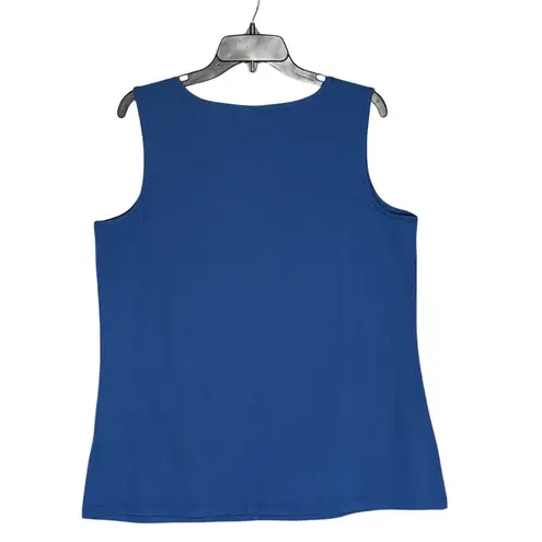 Susan Graver Weekend Size Large Blue Scoop Neck Cotton Modal Sleeveless Tank Top