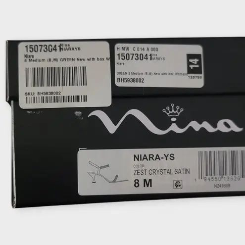 NinaNiara Womens Zest Crystal Satin Low Kitten Heels Beaded Sandal Size 8M NEW