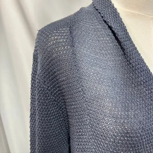 Pure Jill Womens M/L Open Linen Rayon Cardigan Grey Blue Coastal Spring Classic Gray Size M