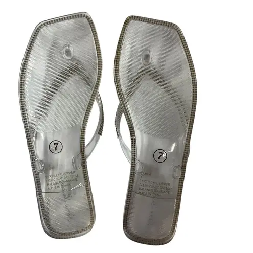 Lauren Lorraine Tampa Rhinestone Flip Flops Jelly Thong Sandals Clear Size 7 NWB