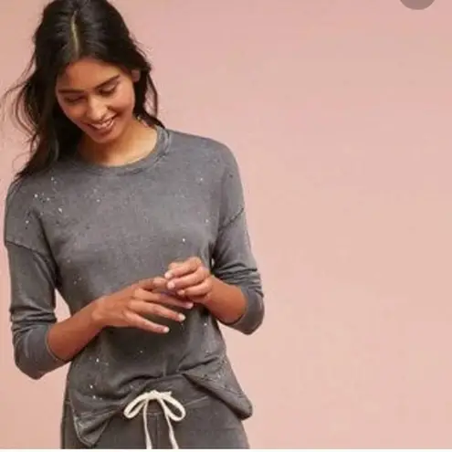 Sundry gray metallic splatter long sleeve 1/S top