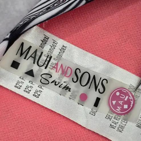 Maui and Sons  Black White Pink Floral Cheeky Medium Bikini Bottom Swimwear - Image 5