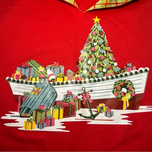 Heritage Charm Nautical Christmas Sweater Women’s XL Colorful Holiday Party Top Red