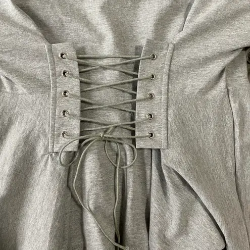 Flam Mode Paris Gray Corset Front Tie Shirt Size Medium/Large
