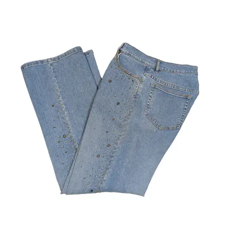 Y2K Very Vera Embellished Jeans Light Wash Size 8P Blue