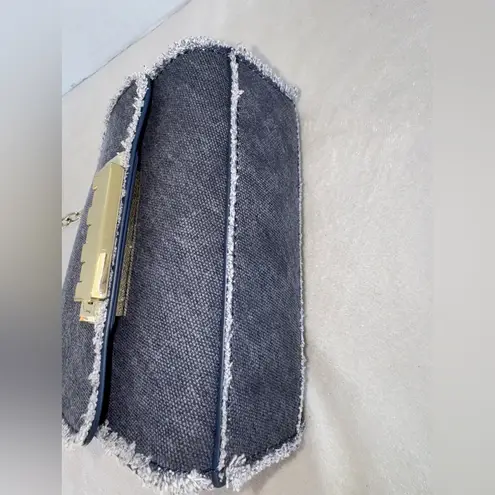 New ZAC Zac Posen Eartha Iconic Mini Crossbody Denim Bag With Chain Strap Blue