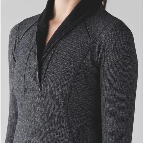 Lululemon  Think Fast Pullover size 10 Black Heathered Herringbone