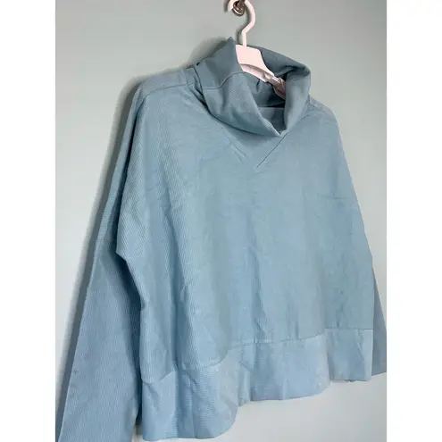 Tuckernuck Blue Rollins Funnel Neck Ribbed Pullover Size Medium