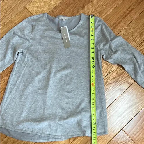 Joan Vass Gray Fitted Long Sleeve Sweatshirt