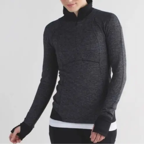 Lululemon  Runderful 1/2 Zip Pullover Size 4 Mini Check Pique / Heathered Black thumbnail 2