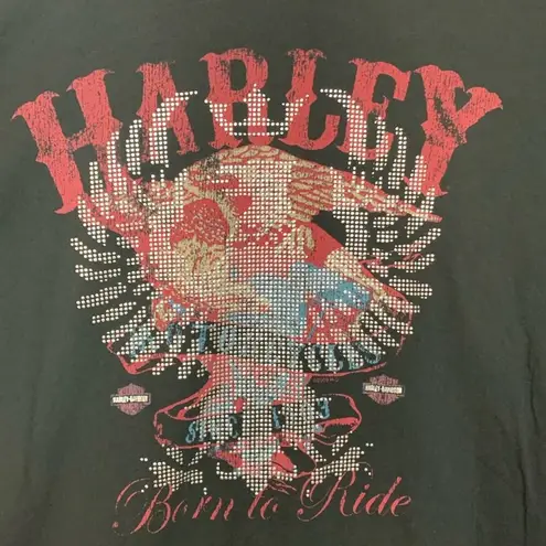 Harley Davidson women's medium short sleeve bling tee graphic black moto biker