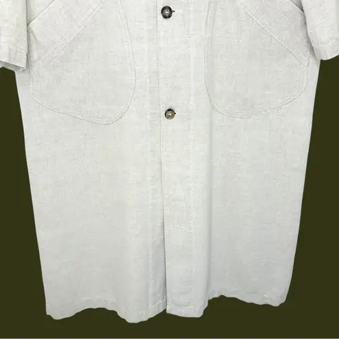 Linen Cotton Maxi Duster Coat • Fiji Made • Button Front Minimalist Jacket L Gray Size L