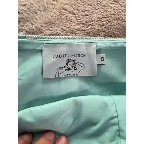 Judith March Women's Teal Tweed Skirt S Aztec Embroidered Chevron