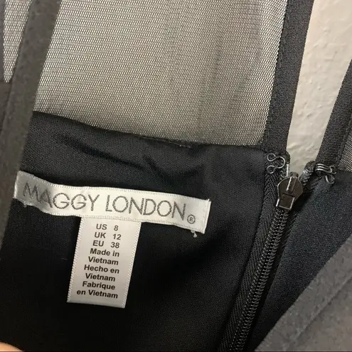 Maggy London fit and flare dress mesh top lace skirt women’s Size 8