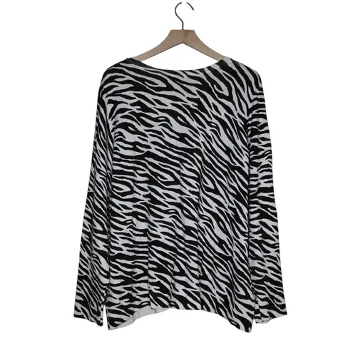 Charter Club Woman Zebra Print Button Front Cardigan Women's 3X