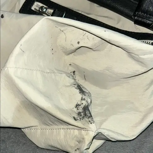 Olivia Harris Black Leather Duffel Bag with Modern Chain