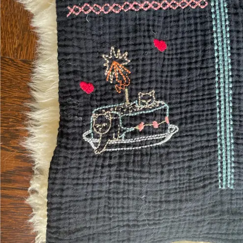 Johnny Was Like New Nahmad dress black embroidered gauze tunic dress