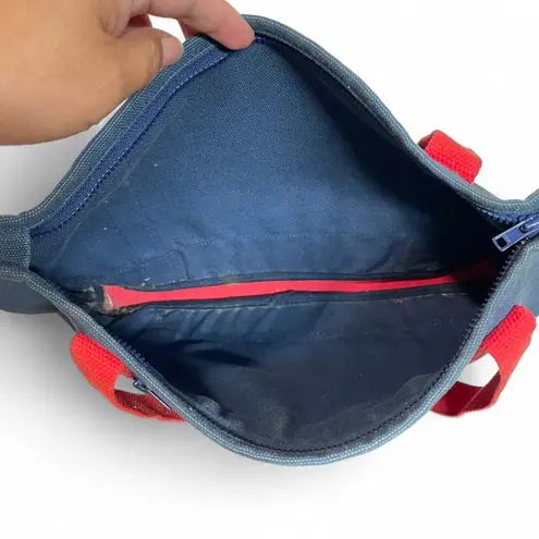 Navy Nautical Lobster Tote with Red strap Zip Closure Preppy Coastal Style Blue