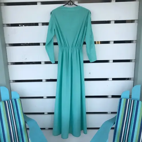 VTG 60s 70s retro handmade one of a kind maxi dress with arm cutouts Green Size 8