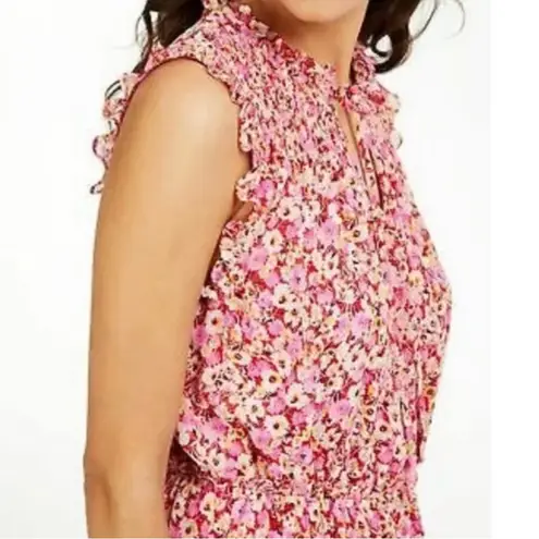 Gypsies & Moondust Pink Floral Smocked Bodice Ruffled Tiered Mini Dress Size XS - Image 2