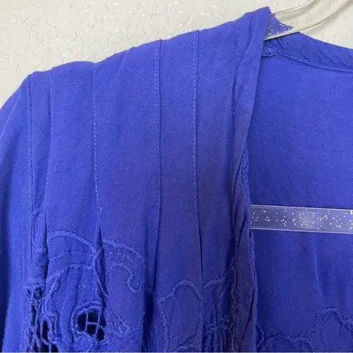 Vintage SURYA Royal Blue Lace Open Shirt & Pull on Pants Set