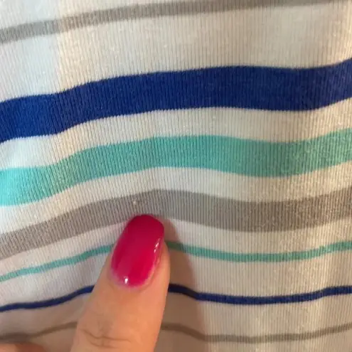 Coolibar Women’s Cabana Swim Coverup Dress Full Zip UPF50+ Striped Blue Size M