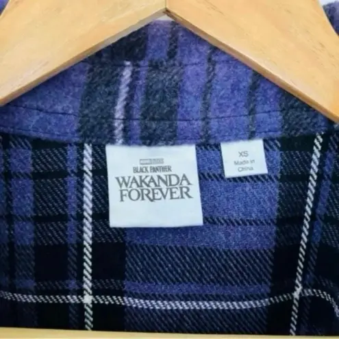 Marvel Wakanda Forever Purple Heavyweight Flannel Black Panther Superhero Jacket