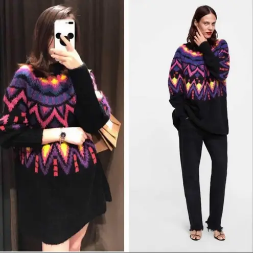 ZARA  Knit Wool blend oversized long sleeve sweater