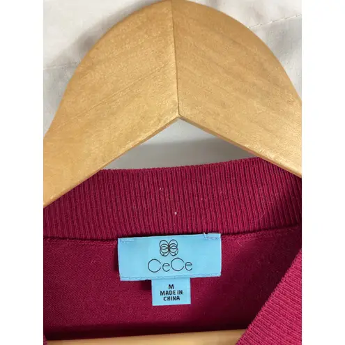 CeCe Burgundy Swiss Dot Sleeve Sweater Size Medium